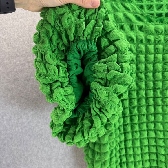 Eri + Ali Textured Square Bright Green Top Puff Sleeves Blouse Womens Size 3X - Picture 4 of 14